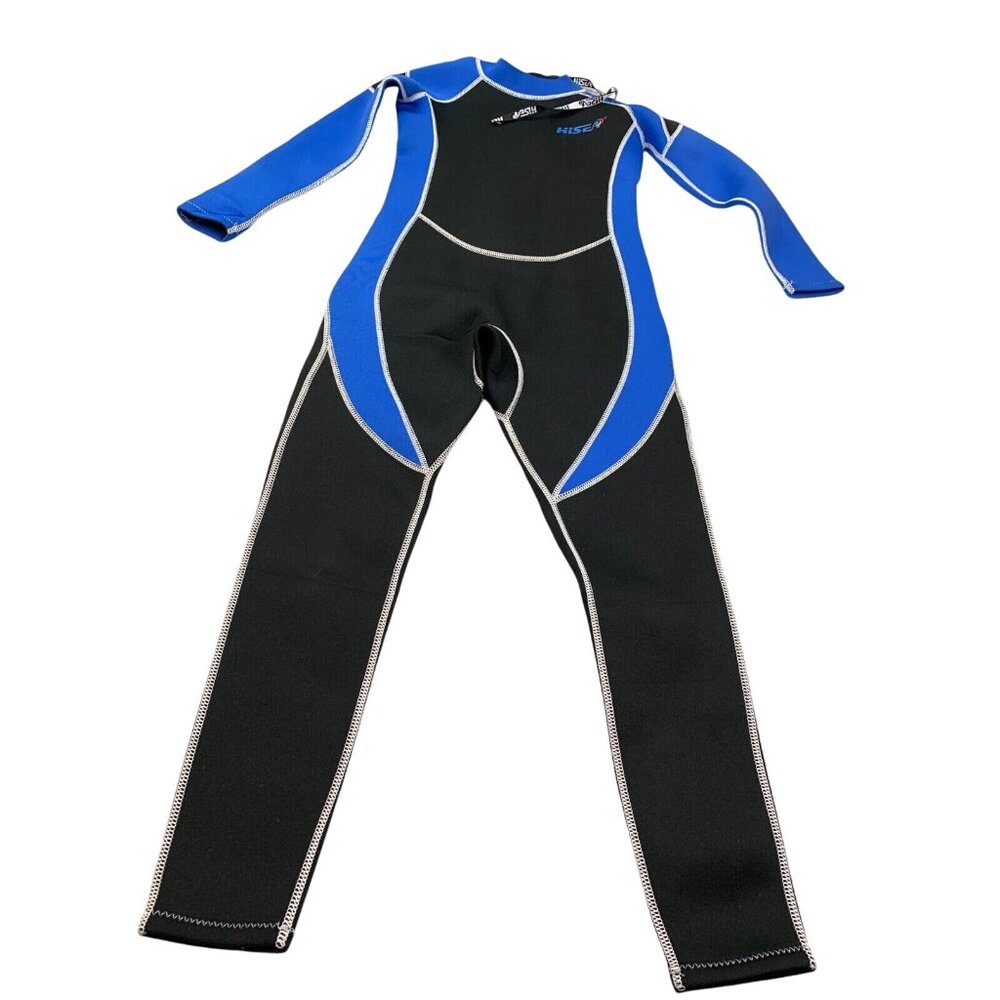 HiSea Wetsuit Girls 12 Blue/Black Zippered Long Sleeve Diving Swimsuit Quick Dry